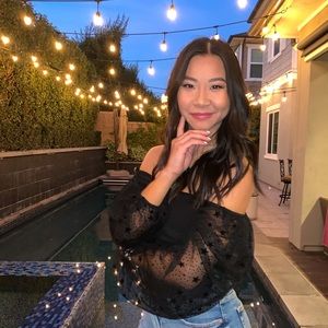 Topshop Black Mesh Crop Top